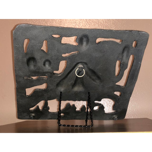 Mid-Century Folk Art Cast Metal Wall Relief Plaque - Slavic Rider & City Silhouette For Sale - Image 4 of 5
