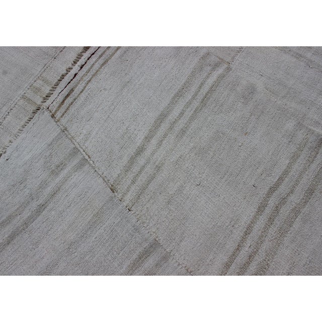 Square Vintage Paneled Flat-Weave With Modern Design in White and Neutral Tones For Sale - Image 13 of 13