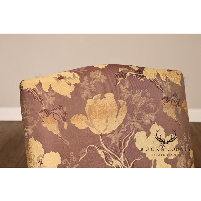 Pair of Upholstered Parsons Style Dining Chairs For Sale - Image 11 of 16