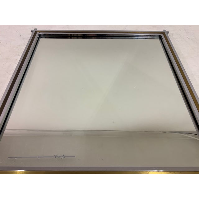 Chrome and Brass Wall Mirror, Italy, 1970s For Sale - Image 3 of 11