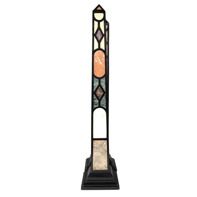 Abstract Pair of Ebonized and Marble Obelisks For Sale - Image 3 of 8