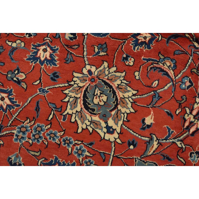 Sarouk Rug 9’5” X 12’6” Red Wool Vintage Traditional Hand-Knotted Carpet For Sale - Image 4 of 13