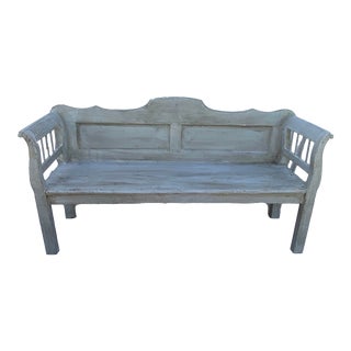 Vintage European Gray Painted Pine Bench For Sale