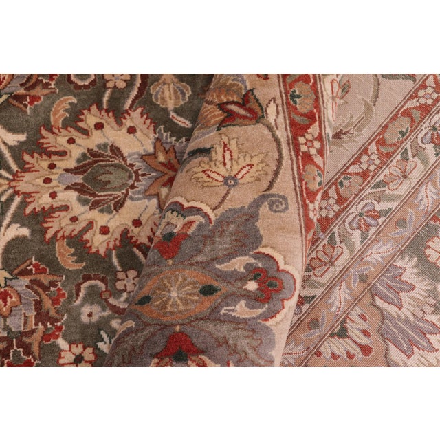 Textile Shabby Chic 1990's Pak-Persian Green/Tan Wool Rug - 9'1'' X 11'10'' For Sale - Image 7 of 9