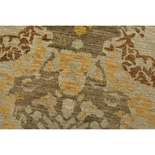 Suzani Rug 4’3” X 6’5” Gray Wool Modern Hand-Knotted Oriental Carpet For Sale - Image 4 of 11