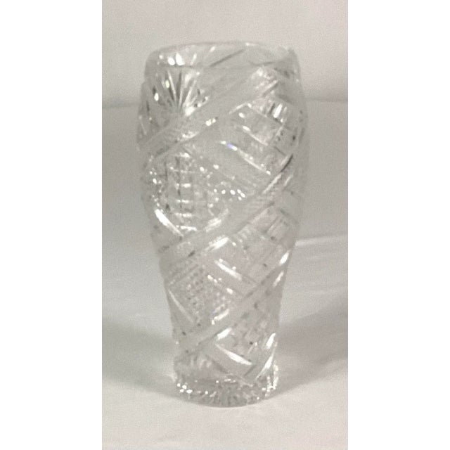 American 1980s Large Cut Glass Vase For Sale - Image 3 of 7
