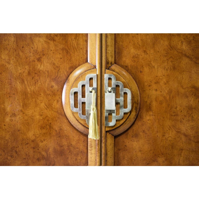 Brown Mid 20th Century Chinoiserie Burlwood Highboy Mandarin Collection by Henry Link For Sale - Image 8 of 14