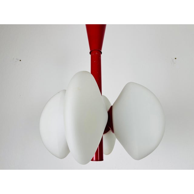 Mid-Century Modern Space Age Red Kaiser Chandelier from Kaiser Idell / Kaiser Leuchten, Germany, 1960s For Sale - Image 3 of 14