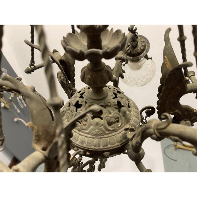 Vintage Bronze Chandelier, 1940s For Sale - Image 3 of 9