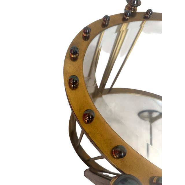Maison Baguès 1950's French Maison Baguès Brass & Glass Two Tier Bar Cart, Attributed For Sale - Image 4 of 10