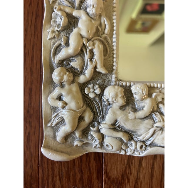 Vintage Small Mirror With Cherubs & Flowers Frame For Sale In Philadelphia - Image 6 of 8