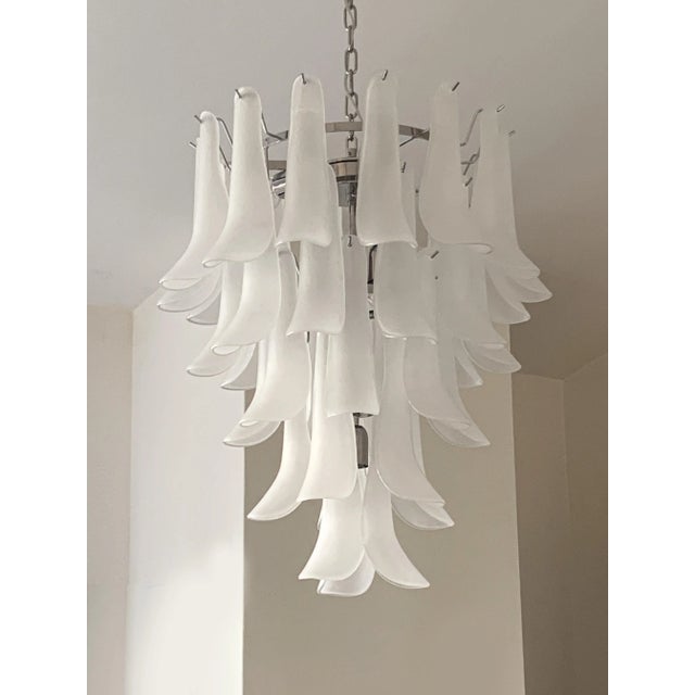 Contemporary Frosted "Selle" Murano Glass Chandelier in Mazzega Style For Sale - Image 10 of 10
