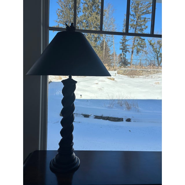 English Pair of Wooden Twist Lamps For Sale - Image 3 of 6