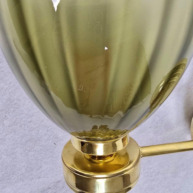 Olive 1980s Olive Green, Terracotta Murano Sconces - a Pair For Sale - Image 8 of 10