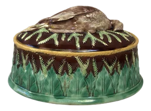 19th Century English Majolica Game Pie Dish George Jones
