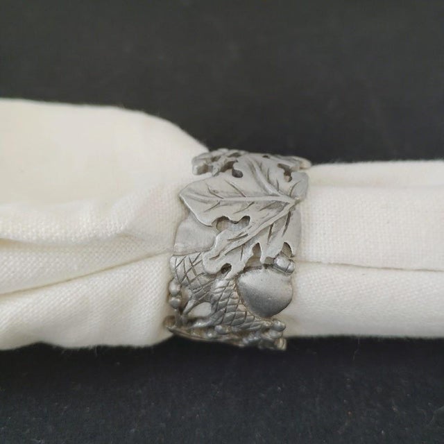 Set of 9 Longaberger Napkin Rings Die cut solid pewter Features Acorns, berries & leaves