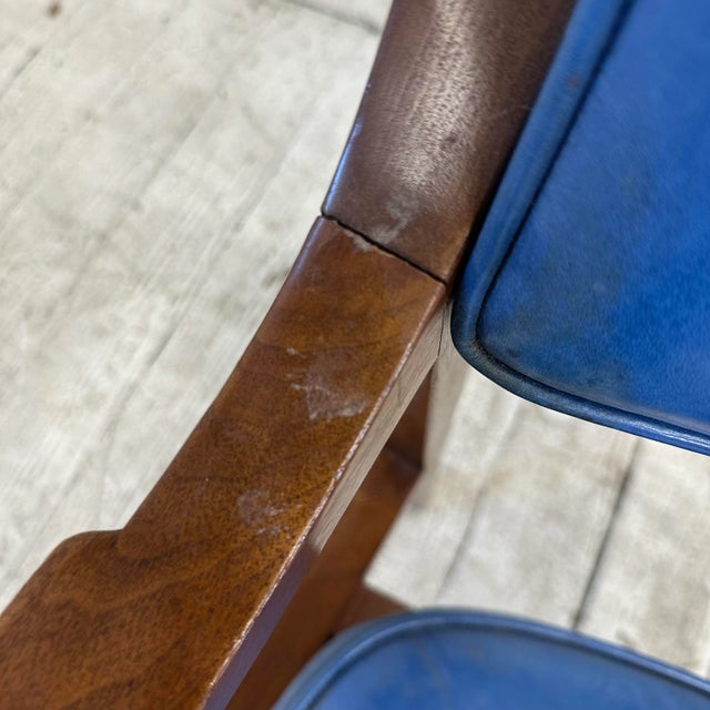 Animal Skin Blue Leather Dunbar Chair For Sale - Image 7 of 11