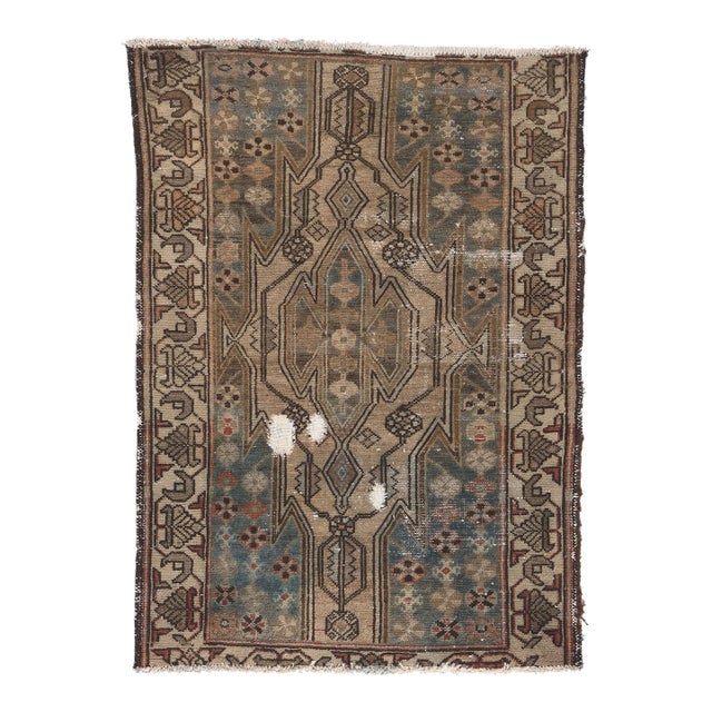Early 20th Century Antique Worn Persian Hamadan Rug, 02'06 X 03'06 For Sale