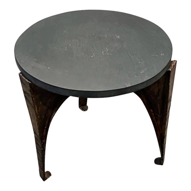1960s Paul Evans Slate & Sculpted Metal Table For Sale