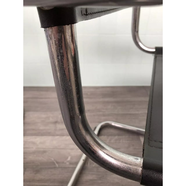 1970s Set of Vintage Italian Chairs in Chromed Steel and Leather, 1970s For Sale - Image 5 of 14
