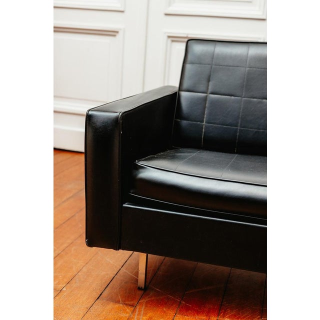 Armchair in Black Imitation Leather, 1960 For Sale - Image 4 of 8