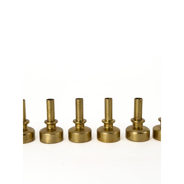 Set of Eight Brass Mini Candleholders by Hans-Agne Jakobsson, Sweden, 1960s. Five examples are marked “Hans-Agne...