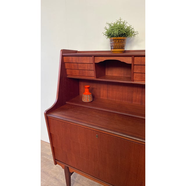 Mid-Century Danish Teak Bureau with Pull-Out Desk and Drawers, 1960s For Sale - Image 13 of 18