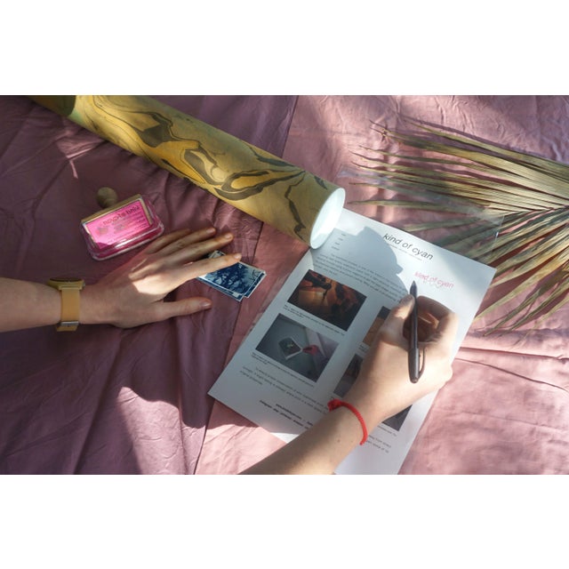 "Retro Futuristic Shapes II" Contemporary Abstract Cyanotype Print on Watercolor Paper For Sale - Image 9 of 9