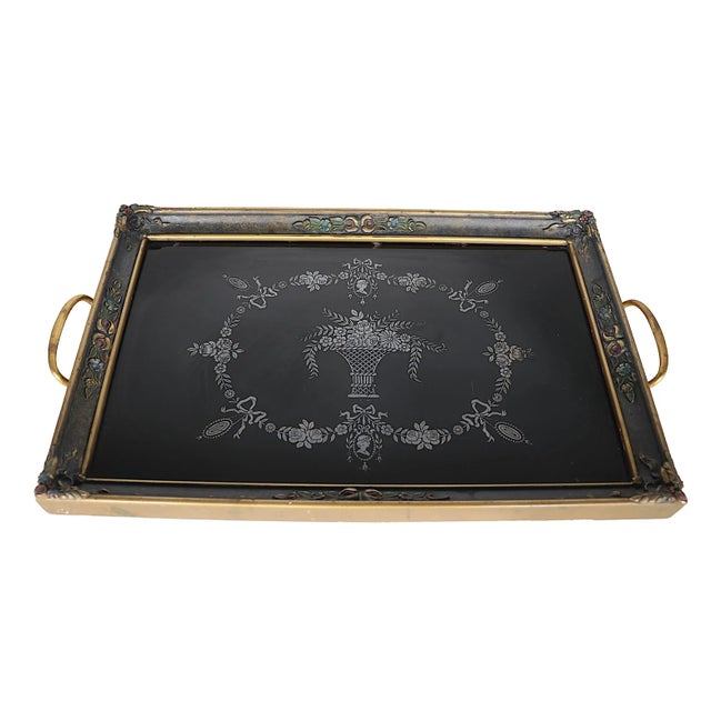 Art Deco Art Deco Serving Tray With Sterling Overlay C 1920/1930's For Sale - Image 3 of 11