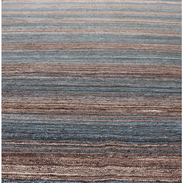 Brown and Blue Flat-Weave Kilim for variety of Casual Designs. Versatile and natural blue and brown flat-weave Kilim for...