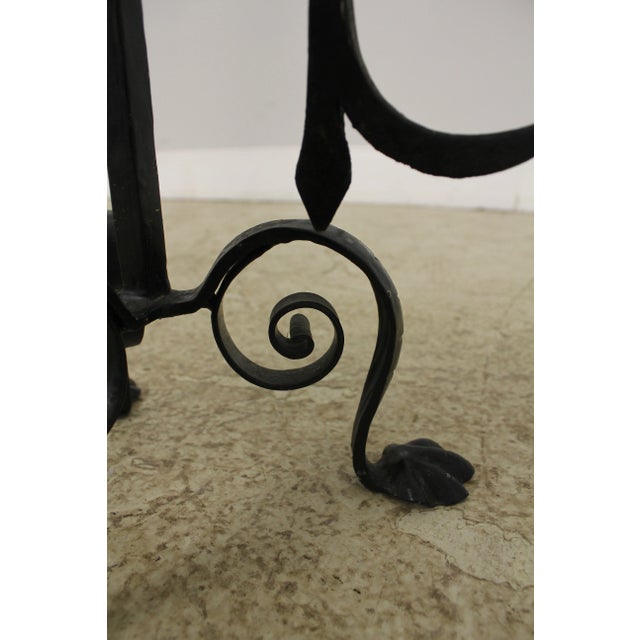 Outstanding Palatial Wrought Iron 3 Piece Fireplace Andiron Set For Sale - Image 4 of 13