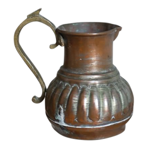 Small Vintage Etruscan Style Copper and Brass Handled Pitcher