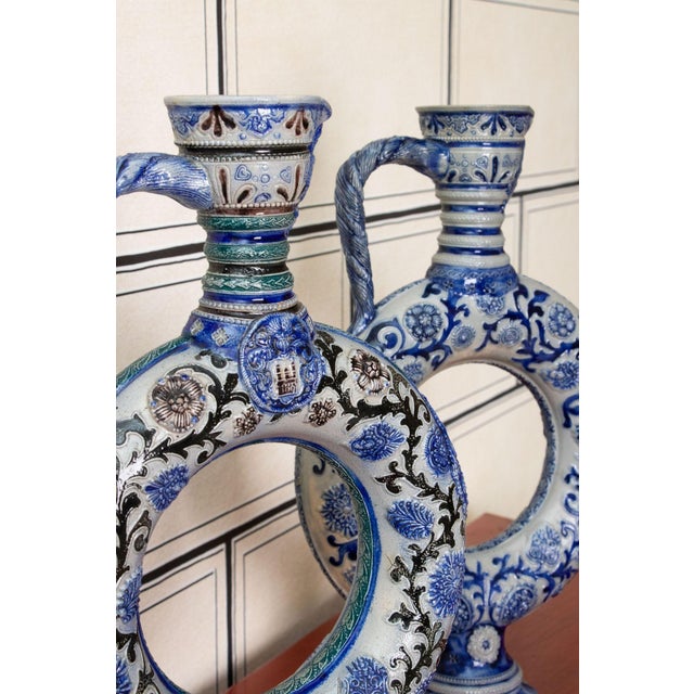 Ceramic Pair of 19th Century Salt Glazed Ewers in the Style of Westwald For Sale - Image 7 of 7