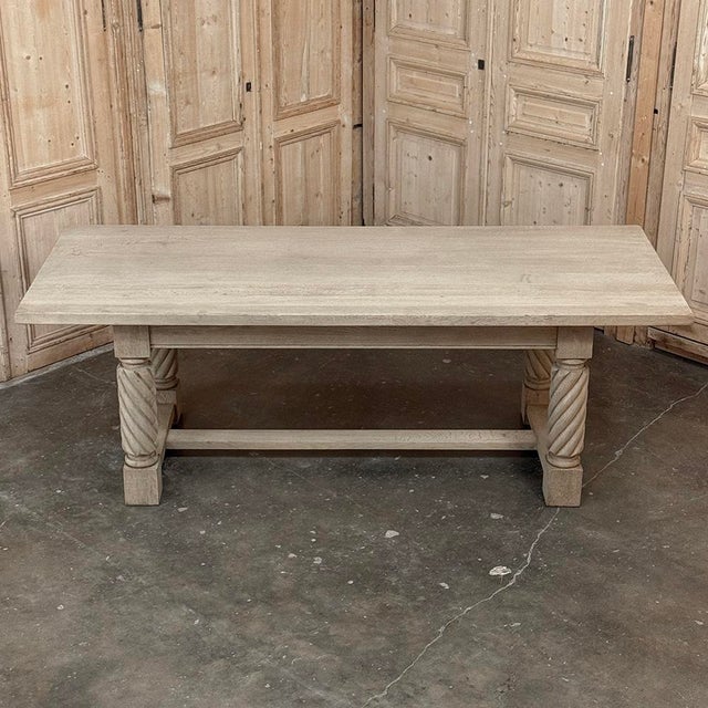 Rustic Mid-Century Trestle Table Crafted of Solid Oak For Sale - Image 14 of 17