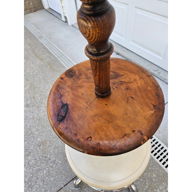 Vintage Wooden Spindle Adjustable Floor Candle Stands For Sale - Image 11 of 15