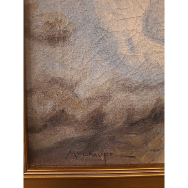 Early 20th Century Frederick John Mulhaupt Winter Scene Landscape Oil Painting For Sale - Image 11 of 11