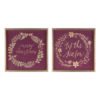 Framed Holiday Sentiment Sign (Set of 2) For Sale