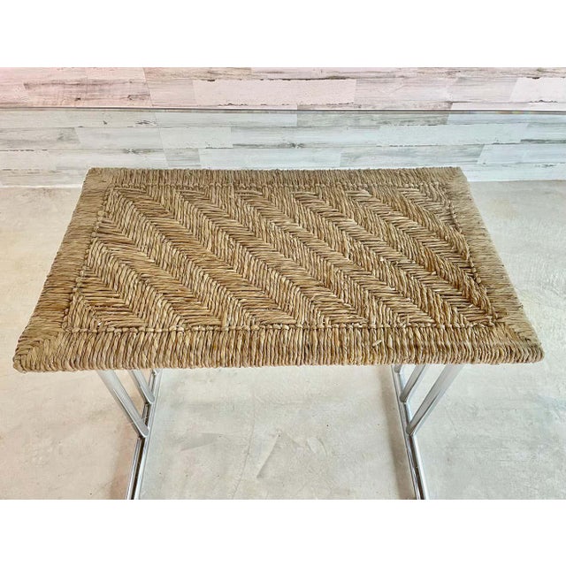 1960s Chrome With Woven Rush Dining Table For Sale In Dallas - Image 6 of 13