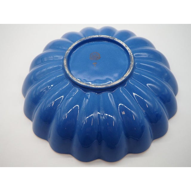 Art Deco Sapphire Glazed Flower Bowl with Fish by Arthur Percy for Upsala Ekeby Gefle, 1930s, Set of 2 For Sale - Image 13 of 15