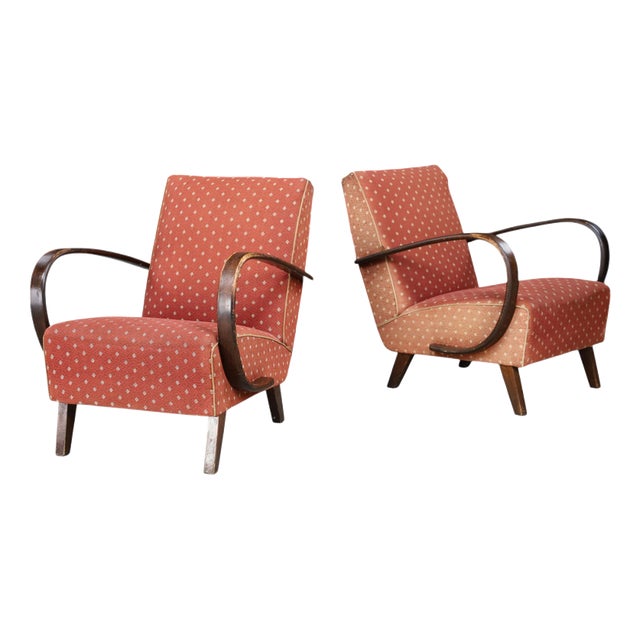 Bentwood Lounge Chairs by Jindřich Halabala, Czechoslovakia, 1940s, Set of 2 For Sale