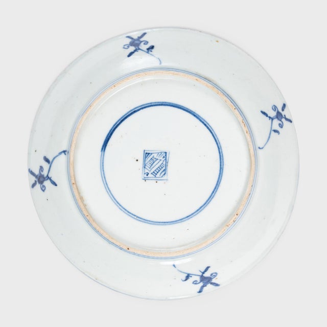 Traditional Chinese Blue & White Floral Plate, C. 1850 For Sale - Image 3 of 3