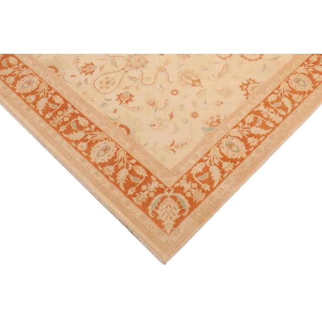 Transitional Classic Ziegler Beige Orange Hand-Knotted Wool Rug - 8'1'' X 9'11'' For Sale - Image 3 of 7