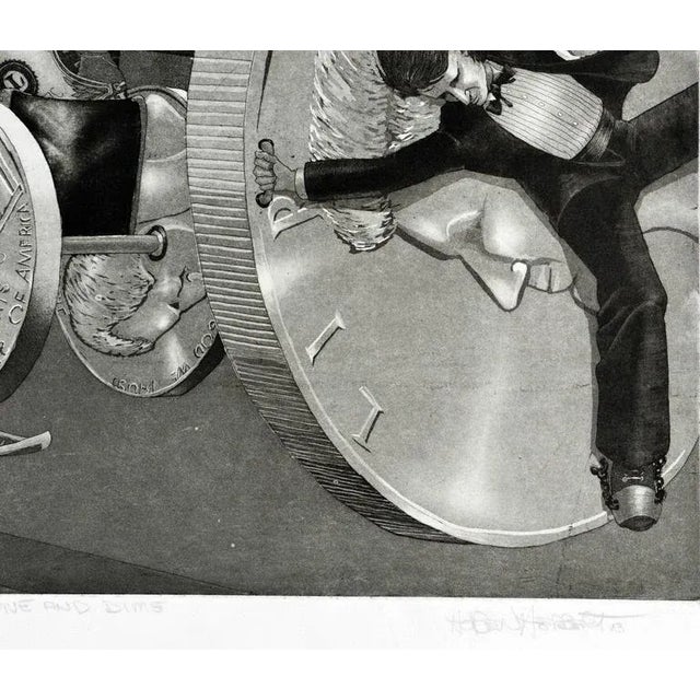 1980s "Alienation Ave X Special At The Five & Dime" Surrealist Style Figurative Etching For Sale - Image 4 of 6