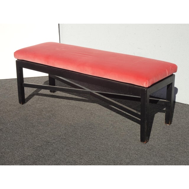 Vintage Modern Coral Velvet Long Bed Side Bench For Sale - Image 4 of 12