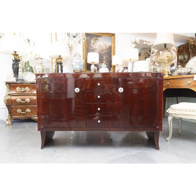 Late 20th Century French Art Deco Style Mahogany Credenza For Sale - Image 4 of 6