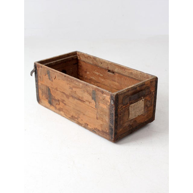 Antique Trunk Base Primitive Storage Box For Sale - Image 9 of 16