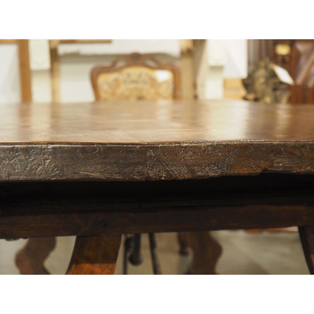A 1900s Spanish Library Table Desk With Iron Stretchers, Shallow Frieze Drawers For Sale - Image 10 of 18