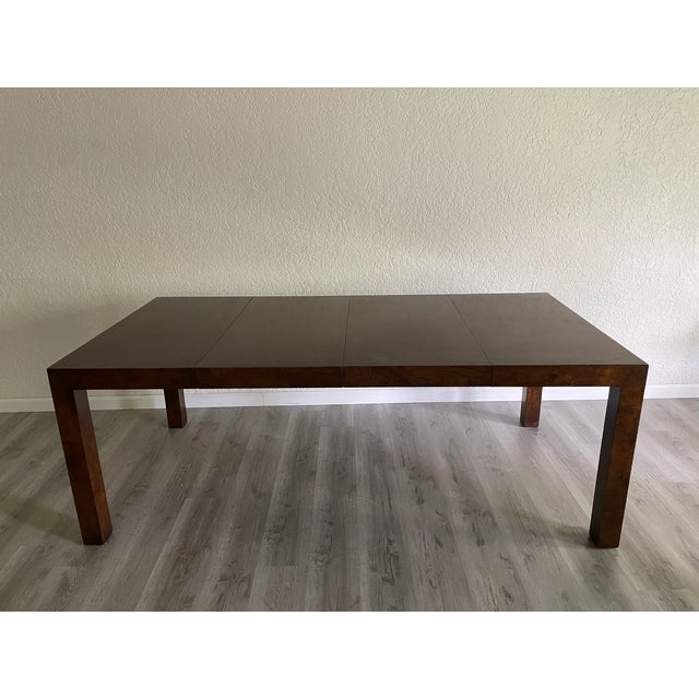 Mid-Century Modern 1970s Attributed to Milo Baughman for Thayer Coggin Monumental Burl Dining Table For Sale - Image 3 of 12