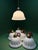 1920s british made opal glass pendant shade with brass domed galleries, fluted glass with an embossed floral band....