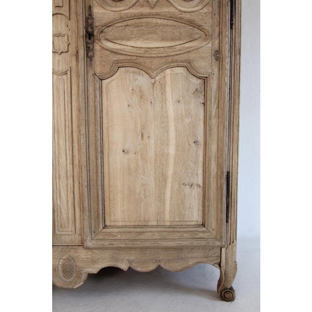 19th Century French Provincial Bleached Oak Wardrobe For Sale - Image 16 of 18